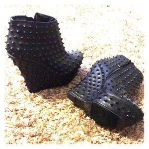 Black studded boots, NEVER WORN. BRAND NEW. Wedges